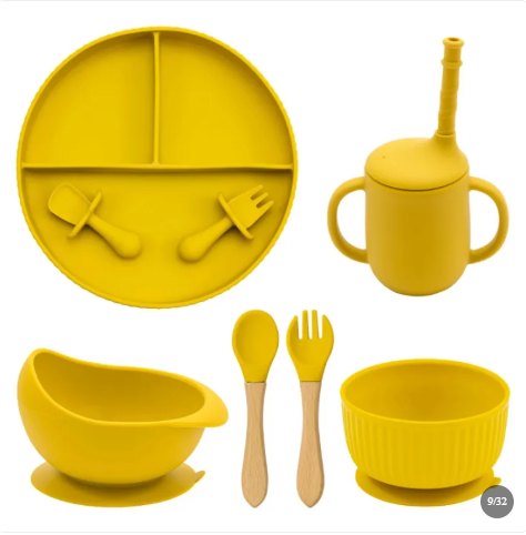 Cuillère et fourchette en silicone aux bouts arrondis pour bébé dès 6 mois