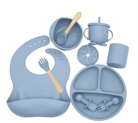 Ensemble repas bébé silicone 5 pièces — vue complète | Silimura
