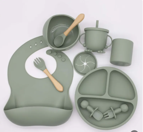Ensemble repas bébé silicone — bavoir et bol à ventouse | Silimura