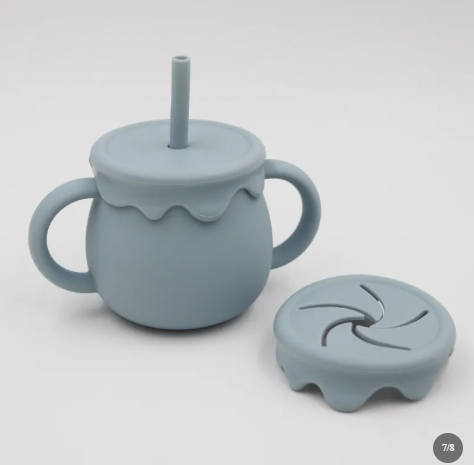 Tasse collation bébé silicone couvercle anti-déversement — Silimura
