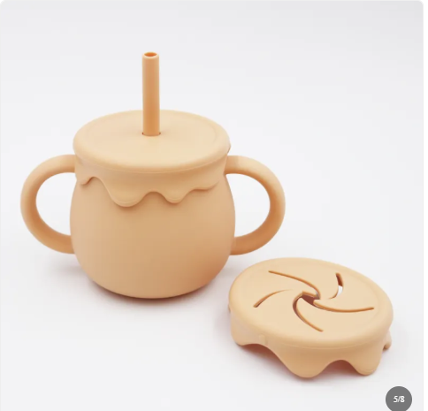 Tasse collation bébé silicone paille intégrée — Silimura